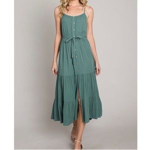 NWOT Button Down Tiered Kale Midi Dress